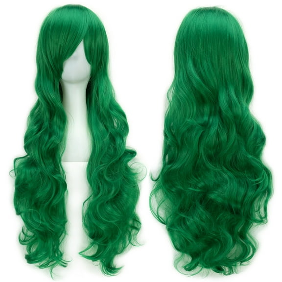 XmhyTop Spiral Curly Long Wig, 32" (80cm) Length, Perfect for Cosplay Costumes, Green