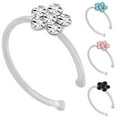 thumbnail image 3 of Naierhg Women Fashion Rhinestone Inlaid Flower Shape Nose Ring Body Piercing Jewelry Red, 3 of 5