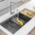 thumbnail image 6 of Stylish 14" Ht Single Handle Brushed Stainless Steel Pull Down Folding Kitchen Faucet K-151S, 6 of 11