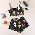 thumbnail image 2 of Weebloom Halloween Womens Pajamas Set Pumpkin Sleeveless Camisole Silk Satin Pajamas Set 3Pcs Floral Lace Sleepwear Nightwear Pjs Loungewear Black Xl, 2 of 4