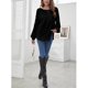 thumbnail image 5 of Camiseta de manga larga negra para mujer, cuello redondo, corte holgado, tejido suave y transpirable, talla XL, 5 of 8