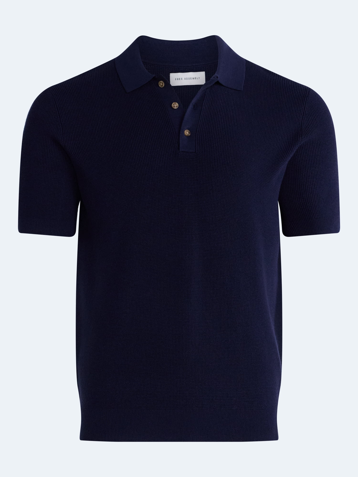 Free Assembly Men's Textured Polo Sweater with Short Sleeves, Lightweight, Sizes XS-3XL