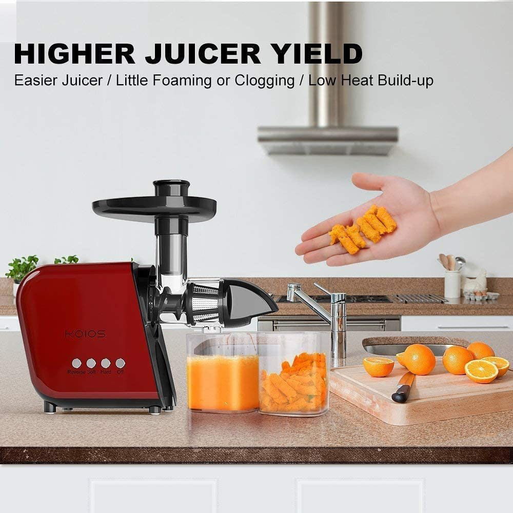 Slow Masticating Juicer Extractor with Reverse Function Cold Press Juicer Machine with Quiet Motor Juice Jug and Brush for High Nutrient Fruit and Vegetable Juice KOIOS Juicer 