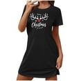 thumbnail image 1 of Camisón corto navideño para mujer, talla grande, con cuello redondo estampado y mangas cortas, para el pecho., 1 of 2