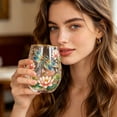 thumbnail image 6 of Hand Painted Dragonfly Lotus Pattern Stemless Glass Tumbler Gold Rim Elegant Clear Beverage Cup For Water Juice Home Table Decoration(Clear-11.3CM), 6 of 7