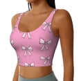 thumbnail image 2 of Fotbe Beautiful pink bow Pattern Womens' Sports Bra Longline Wirefree Padded with Medium Support Sports Moisture-Wicking Workou Vest,Tank Top-X-Large, 2 of 8