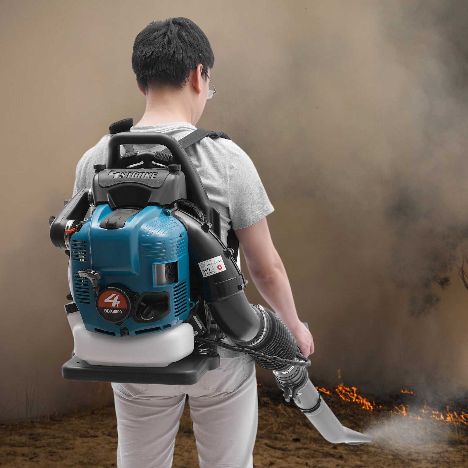 75.6cc Backpack Leaf Blower - 4-Stroke Gasoline Powered, 7000rpm, Adjustable Speed, High Air Volume, Comfortable Design for Yard, Lawn & Snow Cleaning
