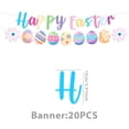 thumbnail image 3 of CoreLiving Easter Decorations Set, Happy Easter Banner Rabbit Backdrop Bunny Foil Balloons, Printed Latex Balloons Hanging Swirls Egg Garland Cake Topper for Home Indoor Office Spring Party, 3 of 5