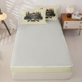 thumbnail image 4 of Castle Fairy Jungle Wildlife Bear Zipper Queen Comforter Set with Fitted Sheet and 2 Pillowcases,Sunset Pine Mountain Zipper Bedding Set,Beige Orange Black,Grey Reversible,4 Pieces, 4 of 6