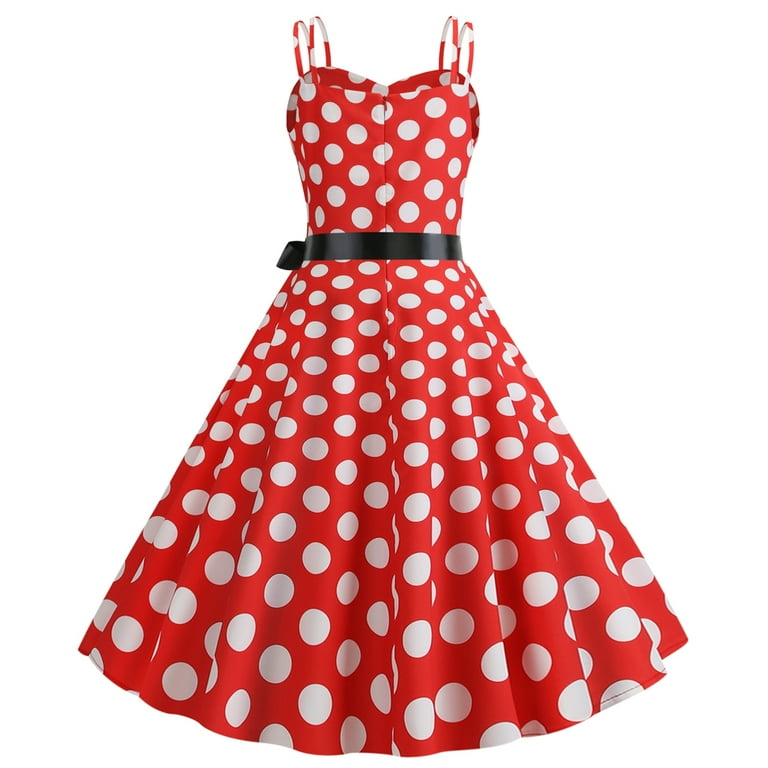 POLKA DOT CLUB チェック柄ドレス IBTOM CASTLE Women's 1950s Polka Dot Dress, Spaghetti Strap