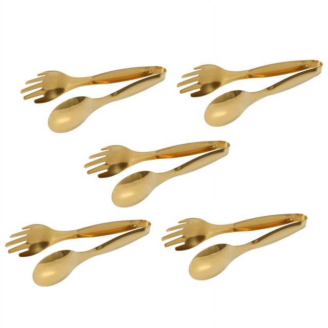 5 pinzas de acero inoxidable para alimentos, utensilios de cocina dorados, herramientas para cocinar en bufé, pinzas para barbacoa, pinzas para pan y carne