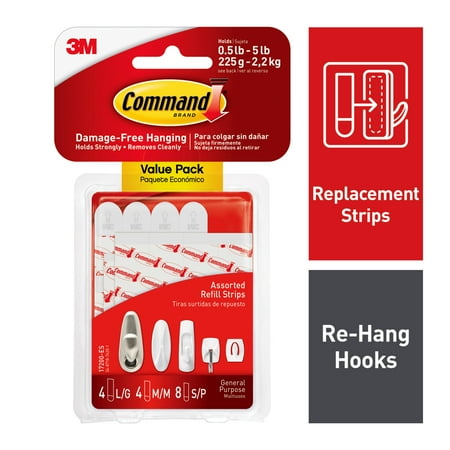 Command Refill Strips White 8 Small 4 Medium 4 Large Pack