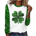 thumbnail image 2 of Cavosen St.Patrick's Day Dressy Tops for Women Long Sleeve Holiday Shamrock Green Print Tshirts Pullover Crewneck Festival Shirts Irish Vacation Novelty Tees Loose Tops M, 2 of 4