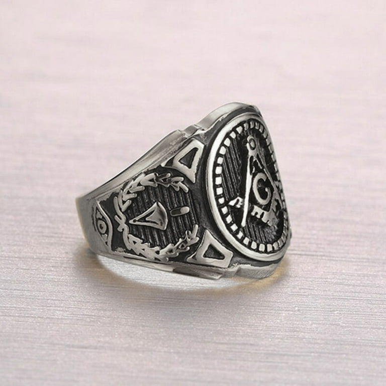 Masonic Rings Silver Color Freemason Ring stainless steel pin