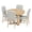 Natural, variant on Aukfa 5-Piece Extendable Dining Table Set for 4, Kitchen Round Table with 4 Upholstered Rattan Back Chairs, Retro Dining Room Furniture, Walnut