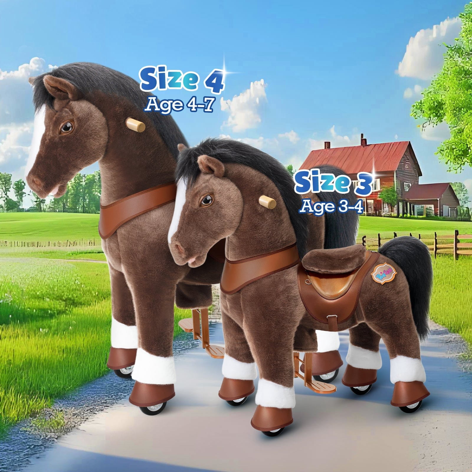 PonyCycle Interactive Horse Ride-On Toy, Touch Sound, Kid-Powered, Ages 3-4, Black, Y376
