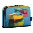 thumbnail image 2 of Standing Pencil Case with Base Large Capacity Stationery Pouch Pen Bag with Zipper for Women Men Colorful Row Boats, 2 of 7