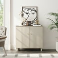 thumbnail image 1 of WAMPAT Modern 3-Compartment Sideboard Buffet Cabinet with Shelves & Doors, Wooden Coffee Bar Storage for Dining Room, Living Room, Hallway, Beige - 35.4 Inches, 1 of 7