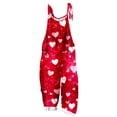 thumbnail image 3 of lcziwo Wide Leg Jumpsuits for Women Fashion Heart Print One Piece Overalls Summer Casual Cotton Linen Sleeveless Adjustable Strap Pants Valentines Day Outfits Multicolor XXL, 3 of 5