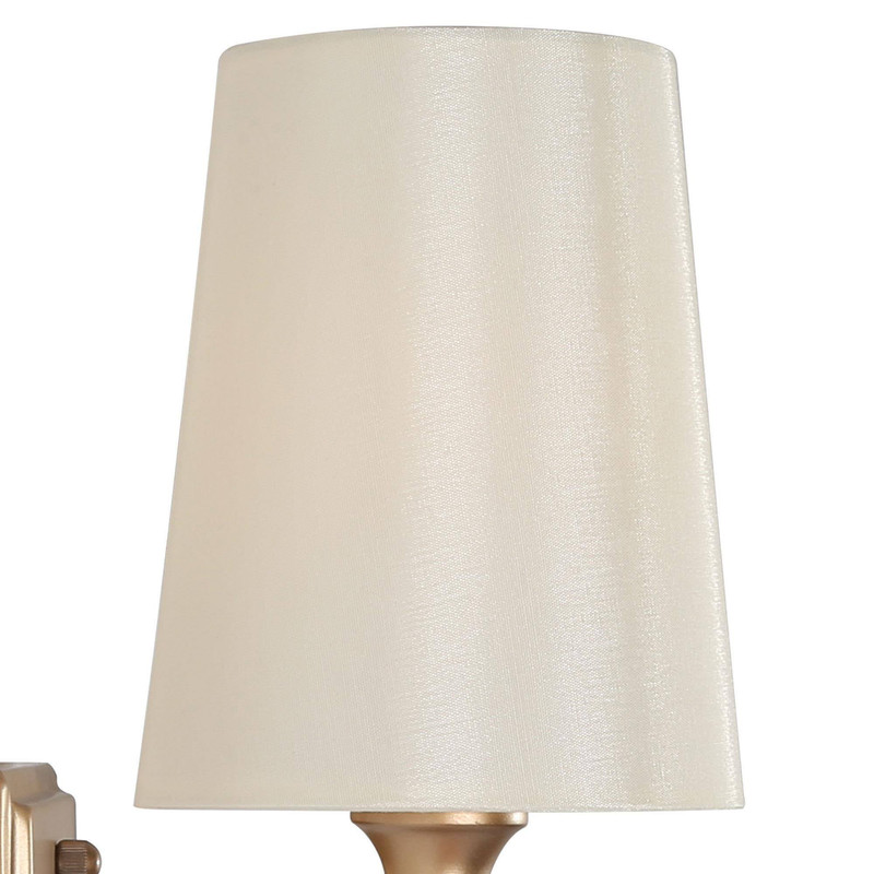 LNC 2-Light Gold and White Fabric Modern/Contemporary Bathroom Vanity Light Bar