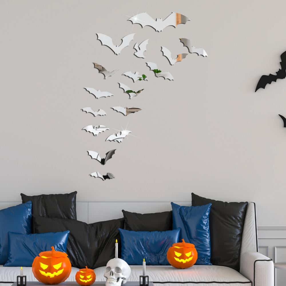Halloween Wall Decals, Haunted House, Scary Ghost, Bats Wall Stickers for Living Room, Pumpkins
