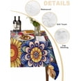 thumbnail image 5 of Boho Blue Flower Suqare Tablecloth - 60 x 60 Inch, Spring Bohemia Chic Red Yellow Floral Waterproof & StainResistant Tablecloth, Washable Oil-proof Table Cover for Dining/Party/Wedding/Camping/Buffet, 5 of 9