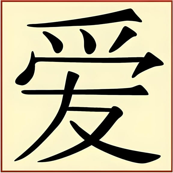 Kanji Love Stencil - Japanese Kanji Chinese Hanzi Word Saying Symbol Reusable Sturdy Flexible Template 10 mil Mylar for Painting - The Artful Stencil