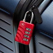 Protege 4-Dial TSA Approved Combination Luggage Lock for Travel, Red