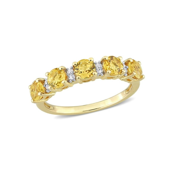 1.30 Carat (Ctw) Citrine Band Ring in Yellow Plated Sterling Silver for Women