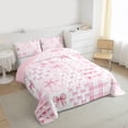 thumbnail image 3 of Homewish Cute Pink Bowknot Bedding Comforter Set for Kids, Cartoon Buffalo Plaid Twin Comforter Sets, Princess Ribbon Reversible Bedding Set, Luxury Bedroom Decor, 2 Pieces, 3 of 8
