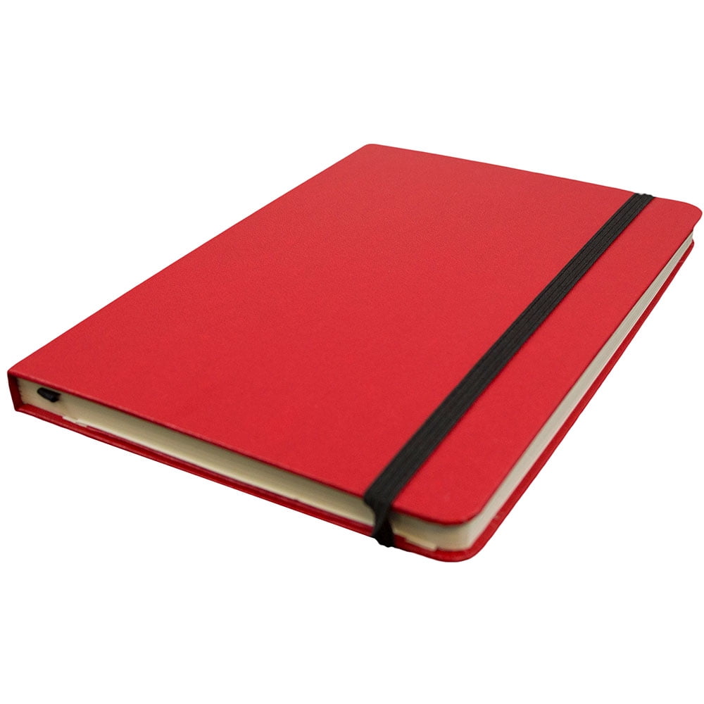 JAM Hardcover Notebook with Elastic Band, 1/Pack, Red, Medium, 5 x 7, 100 Lined Sheets