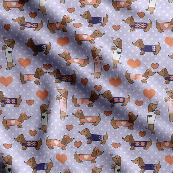 Soimoi Dog Print,Cotton Cambric, Quilting Fabric Sold by The Yard 42 Inch Wide, Medium Weight Cotton Fabric, SewingSupplies,Light Purple