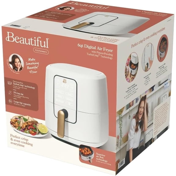 6 Quart Touchscreen Air Fryer, White Icing