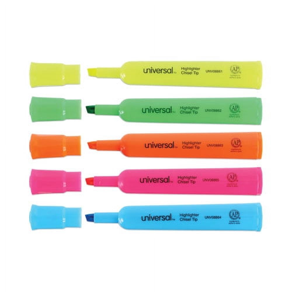 Desk Highlighters, Assorted Ink Colors, Chisel Tip, Assorted Barrel Colors, Dozen | Bundle of 10 Sets