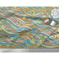 thumbnail image 3 of Soimoi Blue Cotton Jersey Fabric Artistic Waves Abstract Print Fabric by the Yard 58 Inch Wide, 3 of 3