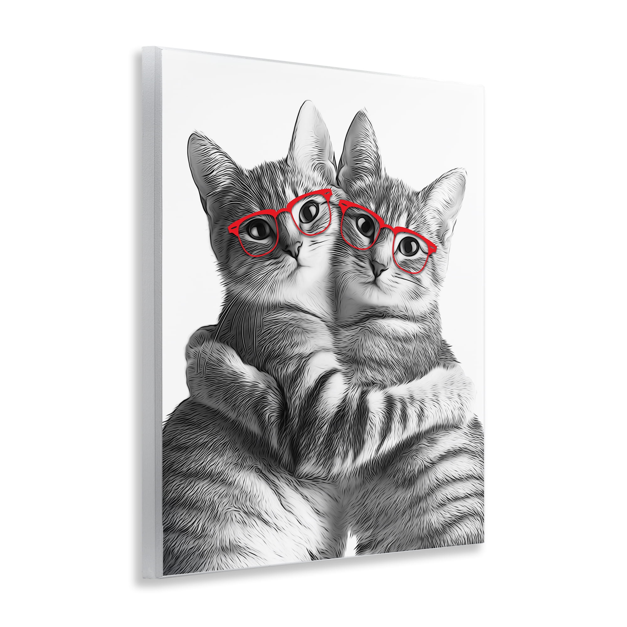 Stupell Industries Cat Pair with Glasses Animals & Insects Painting Unframed Art Print Wall Art, 11 x 14