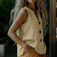 thumbnail image 6 of Yutgune Women's Button Down Linen Cotton Tank Top V Neck Sleeveless Casual Vest Shirt with Pocket, 6 of 9