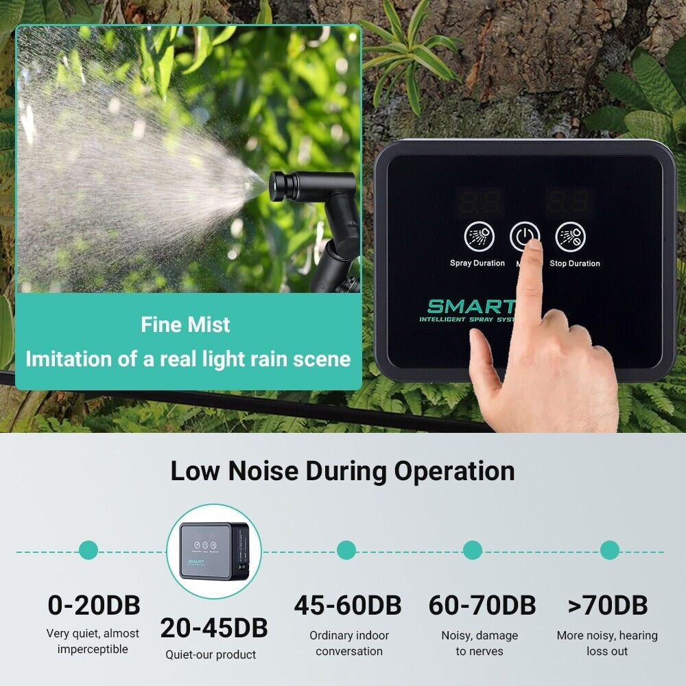 RAPOBRIX Black Terrarium Humidifier - 360° Adjustable Nozzle