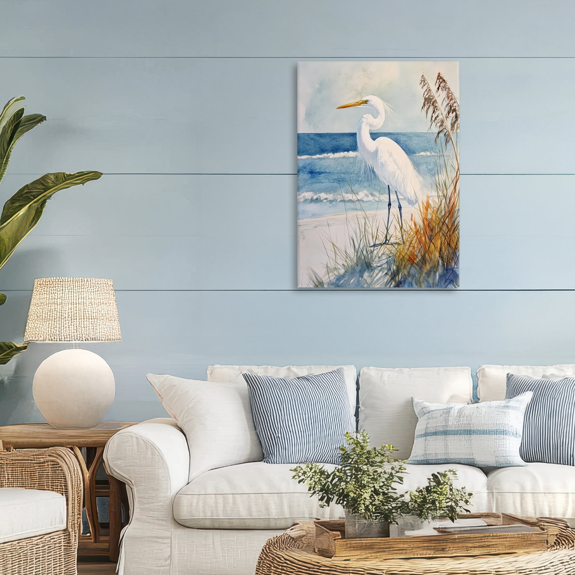 Stupell Industries Egret By The Waves Canvas Wall Art, design by Petal Prints Design