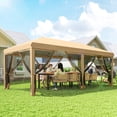 thumbnail image 2 of Outsunny 10'x20' Pop Up Canopy Tent with 6 Removable Mesh Sidewalls Beige, 2 of 10