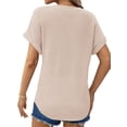 thumbnail image 4 of UVN Womens Summer Tops Short Sleeve V Neck Blouses Ladies Casual Waffle Knit Trendy Tunic Shirts, 4 of 8