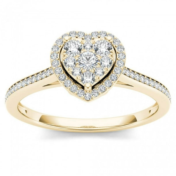Imperial 1/4ct TW Diamond 10K Yellow Gold Heart Shaped Cluster Halo Engagement ring Walmart