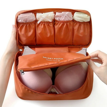 Underwear Bra Finishing Bag Cosmetics Bags Waterproof Travel Box Wash Package Toiletry Organizer Multifunctional High Capacity (Orange)