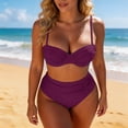 thumbnail image 2 of JIAYUE Women Swimsuit Sets Spaghetti Strap Sweetheart Neck Two Piece Bikini Top With High Waist Bottoms Solid Color Tankini Resort Female Swimwear, 2 of 5