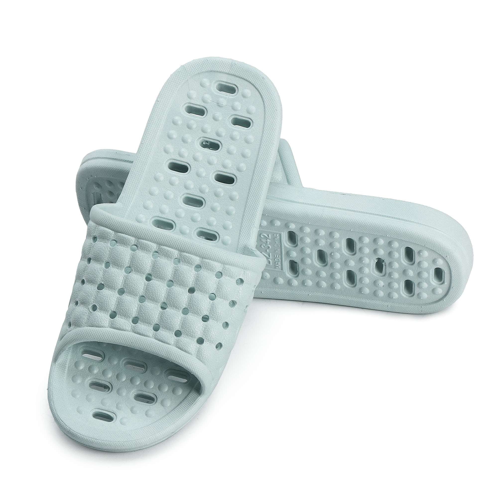 LAVA Women Men Shower Shoes Quick Drying Non Slip Bath Slippers Shower Sandals with Drain Holes Light Blue