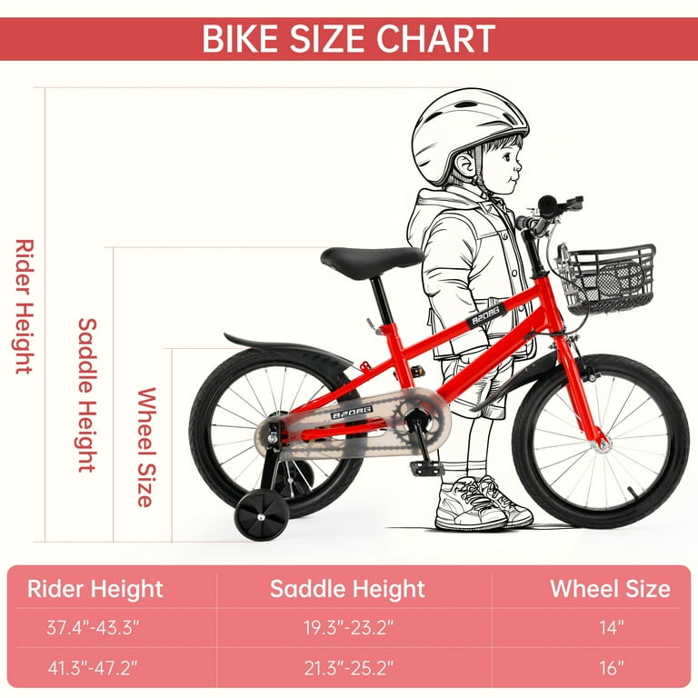 16 Inch Child Bike Frame Size ARTUDATECH Kids Bike,14 16 Inch - Main Image