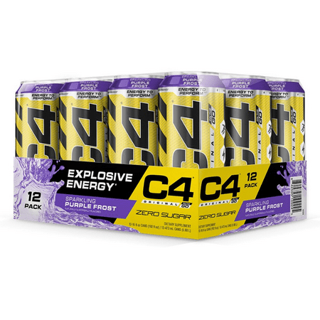 C4 Original Carbonated, Pre Workout + Energy Drink, 12-16oz Cans, Purple