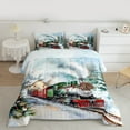thumbnail image 2 of Manfei Vintage Train Bedding Comforter Set,Merry Xmas Twin Comforter Sets,Red Christmas Berry Bedding Set For Girls,Breathable Home Decor Reversible,2-Piece, 2 of 8