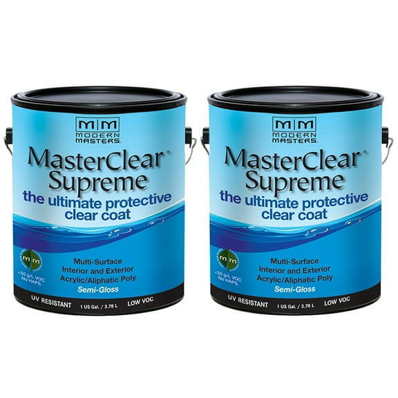 2 Pack of 1 gal Modern Masters MCS903 Clear MasterClear Supreme Protective Clear Coat, Semi-Gloss