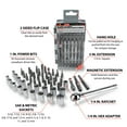 thumbnail image 3 of Performance Tool W9046 52 Piece Socket and Bit Driver Set with 1/4-Inch Drive Ratchet, SAE and Metric Sockets, and Assorted CR-V Bits in Flip Case, 3 of 7